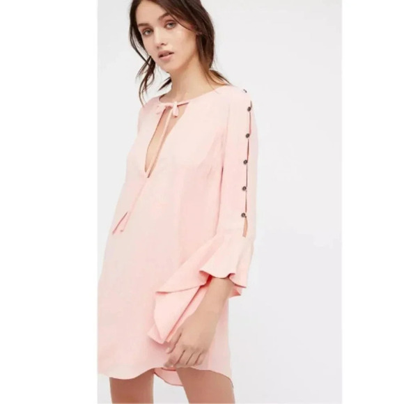 Free People Womens Small Georgine Mini Dress  Gossamer Pink - Picture 2 of 13